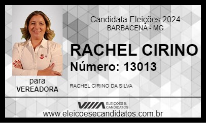 Candidato RACHEL CIRINO 2024 - BARBACENA - Eleições