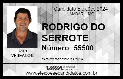 Candidato RODRIGO DO SERROTE 2024 - LAMBARI - Eleições