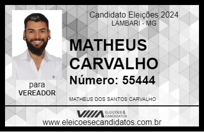 Candidato MATHEUS CARVALHO 2024 - LAMBARI - Eleições