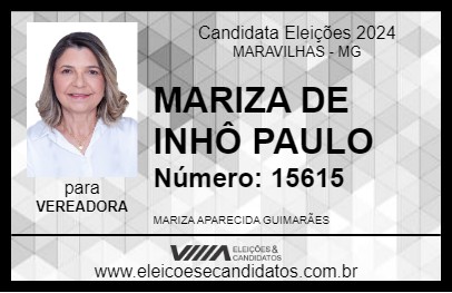 Candidato MARIZA DE INHÔ PAULO 2024 - MARAVILHAS - Eleições