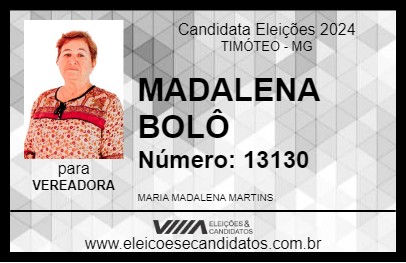 Candidato MADALENA BOLÔ 2024 - TIMÓTEO - Eleições