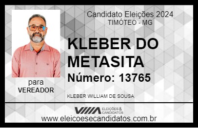 Candidato KLEBER DO METASITA 2024 - TIMÓTEO - Eleições