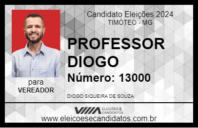 Candidato PROFESSOR DIOGO 2024 - TIMÓTEO - Eleições