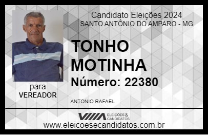 Candidato TONHO MOTINHA 2024 - SANTO ANTÔNIO DO AMPARO - Eleições