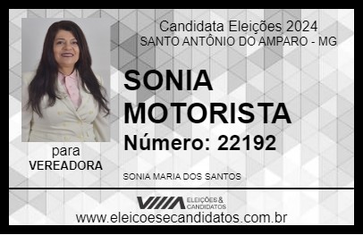 Candidato SONIA MOTORISTA 2024 - SANTO ANTÔNIO DO AMPARO - Eleições