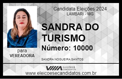 Candidato SANDRA DO TURISMO 2024 - LAMBARI - Eleições