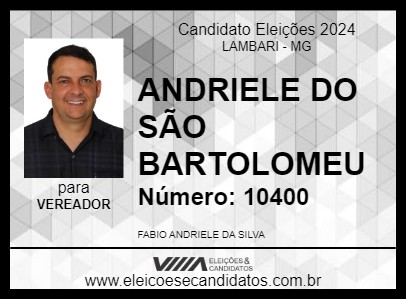 Candidato ANDRIELE DO SÃO BARTOLOMEU 2024 - LAMBARI - Eleições