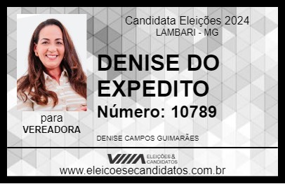 Candidato DENISE DO EXPEDITO 2024 - LAMBARI - Eleições