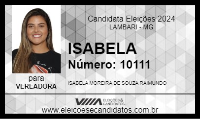 Candidato ISABELA 2024 - LAMBARI - Eleições