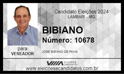 Candidato BIBIANO 2024 - LAMBARI - Eleições