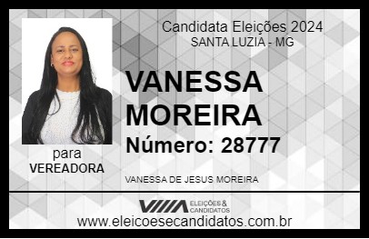 Candidato VANESSA MOREIRA 2024 - SANTA LUZIA - Eleições