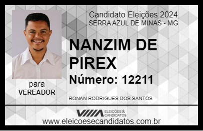 Candidato NANZIM DE PIREX 2024 - SERRA AZUL DE MINAS - Eleições