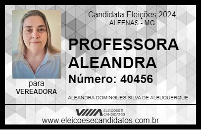 Candidato PROFESSORA ALEANDRA 2024 - ALFENAS - Eleições