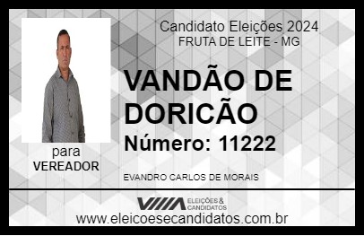 Candidato VANDÃO DE DORICÃO 2024 - FRUTA DE LEITE - Eleições