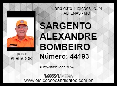 Candidato SARGENTO ALEXANDRE BOMBEIRO 2024 - ALFENAS - Eleições