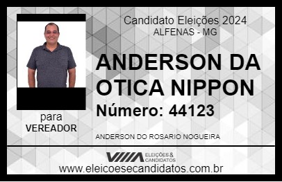 Candidato ANDERSON DA OTICA NIPPON 2024 - ALFENAS - Eleições