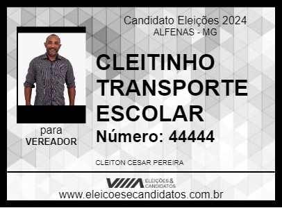 Candidato CLEITINHO TRANSPORTE ESCOLAR 2024 - ALFENAS - Eleições