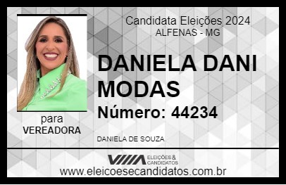 Candidato DANIELA DANI MODAS  2024 - ALFENAS - Eleições