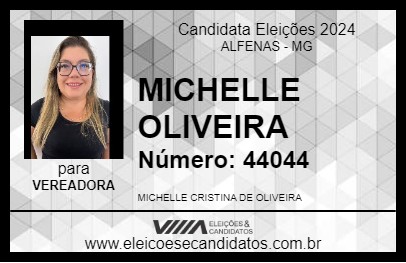 Candidato MICHELLE OLIVEIRA 2024 - ALFENAS - Eleições