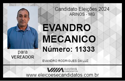 Candidato EVANDRO MECANICO 2024 - ARINOS - Eleições