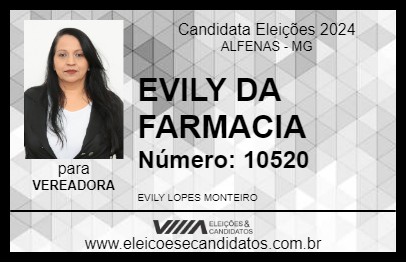 Candidato EVILY DA FARMACIA 2024 - ALFENAS - Eleições