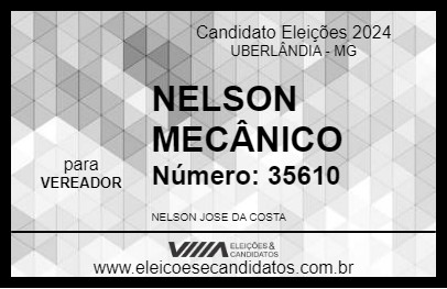 Candidato NELSON MECÂNICO 2024 - UBERLÂNDIA - Eleições