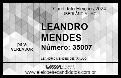 Candidato LEANDRO MENDES 2024 - UBERLÂNDIA - Eleições