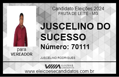 Candidato JUSCELINO DO SUCESSO 2024 - FRUTA DE LEITE - Eleições