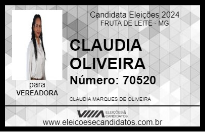 Candidato CLAUDIA OLIVEIRA 2024 - FRUTA DE LEITE - Eleições