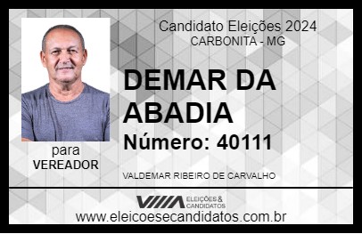 Candidato DEMAR DA ABADIA 2024 - CARBONITA - Eleições