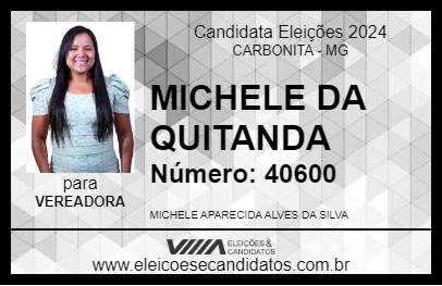 Candidato MICHELE DA QUITANDA 2024 - CARBONITA - Eleições