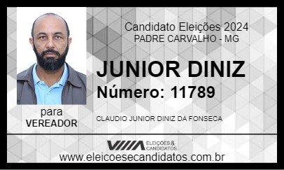 Candidato JUNIOR DINIZ 2024 - PADRE CARVALHO - Eleições