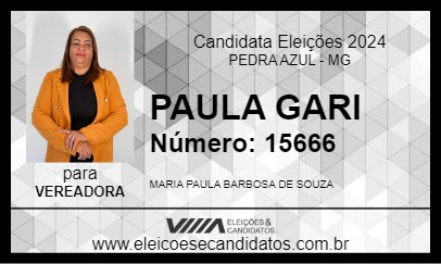 Candidato PAULA GARI 2024 - PEDRA AZUL - Eleições