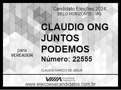 Candidato CLAUDIO ONG JUNTOS PODEMOS 2024 - BELO HORIZONTE - Eleições