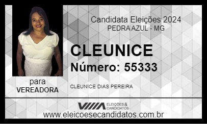 Candidato CLEUNICE 2024 - PEDRA AZUL - Eleições