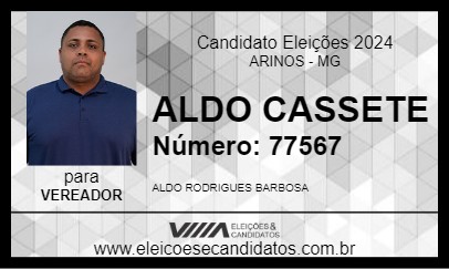 Candidato ALDO CASSETE 2024 - ARINOS - Eleições