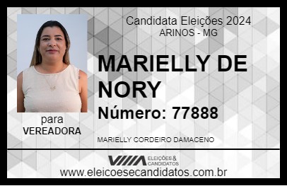 Candidato MARIELLY DE NORY 2024 - ARINOS - Eleições