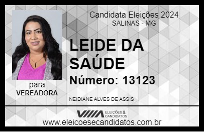 Candidato LEIDE DA SAÚDE 2024 - SALINAS - Eleições