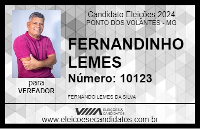 Candidato FERNANDINHO LEMES 2024 - PONTO DOS VOLANTES - Eleições