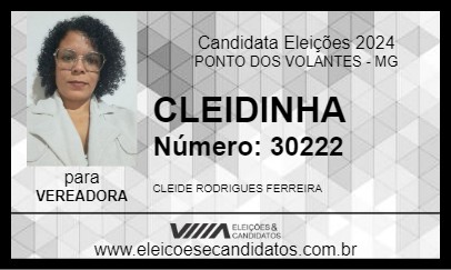 Candidato CLEIDINHA 2024 - PONTO DOS VOLANTES - Eleições