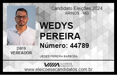 Candidato WEDYS PEREIRA 2024 - ARINOS - Eleições