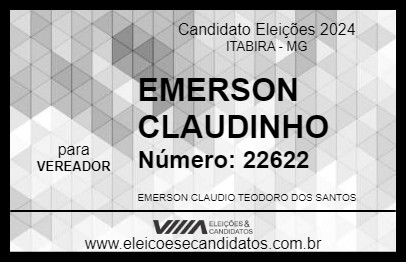 Candidato EMERSON CLAUDINHO 2024 - ITABIRA - Eleições