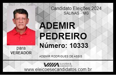 Candidato ADEMIR PEDREIRO 2024 - SALINAS - Eleições