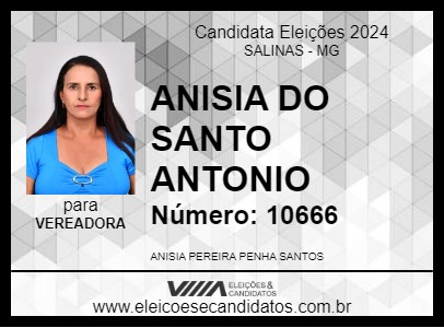 Candidato ANISIA DO SANTO ANTONIO 2024 - SALINAS - Eleições