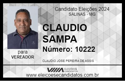 Candidato CLAUDIO SAMPA 2024 - SALINAS - Eleições