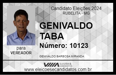 Candidato GENIVALDO TABA 2024 - RUBELITA - Eleições