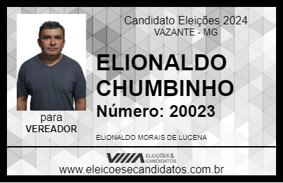 Candidato ELIONALDO CHUMBINHO 2024 - VAZANTE - Eleições