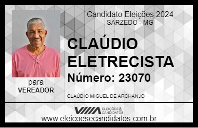 Candidato CLAÚDIO ELETRECISTA 2024 - SARZEDO - Eleições