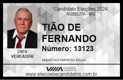 Candidato TIÃO DE FERNANDO 2024 - RUBELITA - Eleições