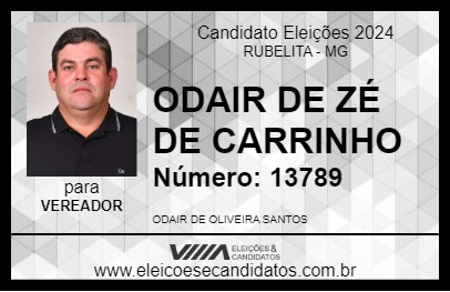 Candidato ODAIR DE ZÉ DE CARRINHO 2024 - RUBELITA - Eleições